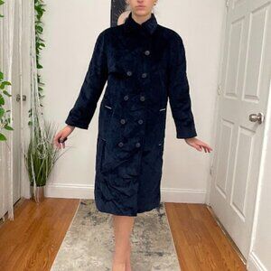 Tomas Maier Double Breasted Cozy  Trench Coat Size 6 Blue